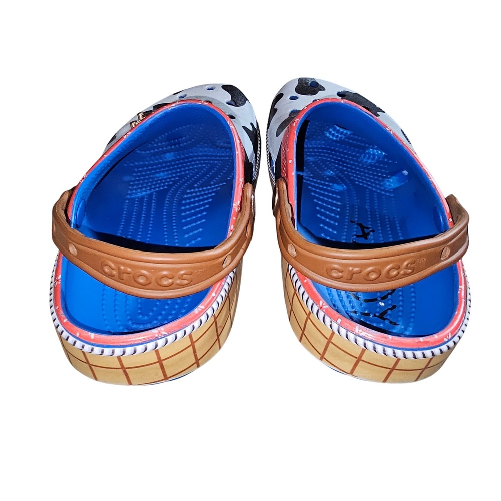 Toy Story Crocs Woody Sheriff Cow Print Clogs Sandals Shoes Size Men 7 Women 9 - Picture 4 of 8